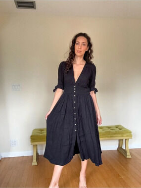 Free people Black Midi Dress Like New